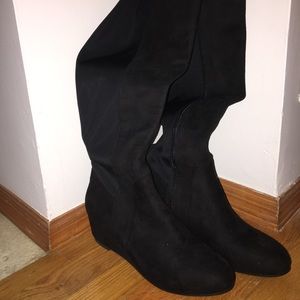 Over the knee black suede boots